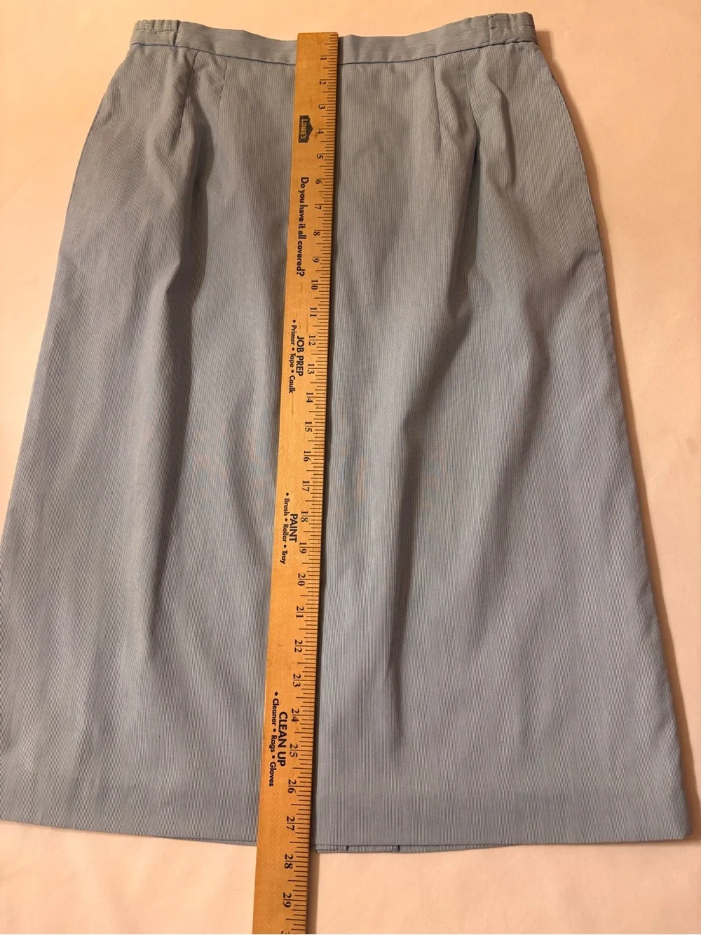 Vintage E. H. WOODS Light Blue Pinstripe Women's Pencil Skirt Sz 12 - Classic